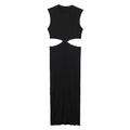 Waist Cut Out Knit Long Dress O Neck Sleeveless Female High Quality Chic Sexy Vestidos