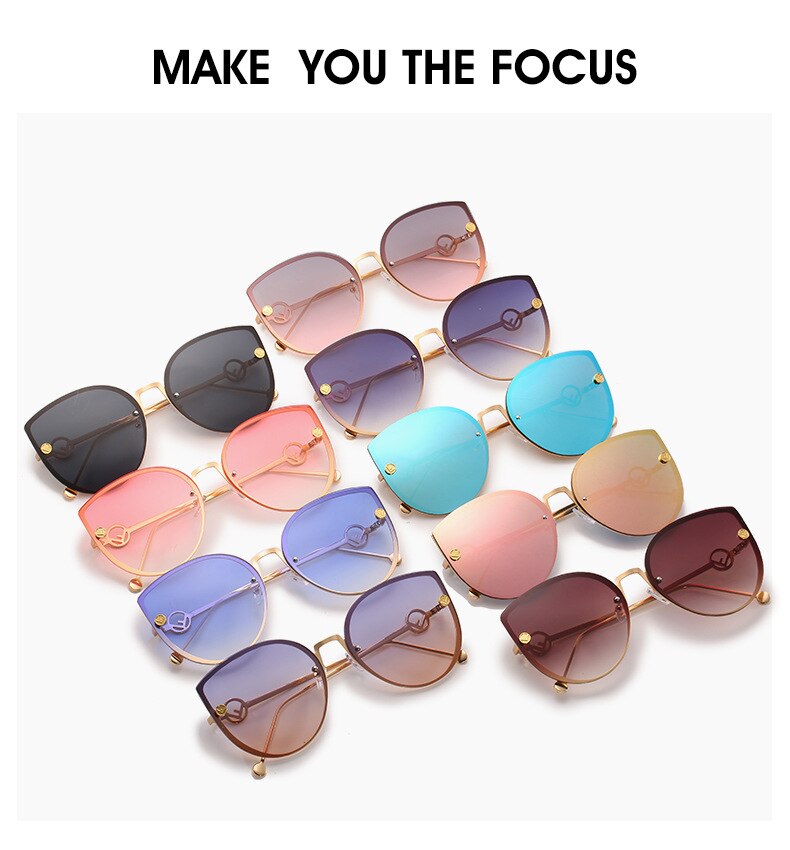 Cat Eye Sunglasses Women Retro Metal UV400
